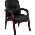 Boss Office Products Boss Reception Guest Chair with Arms - Leather - Black B8909